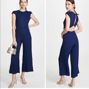 Reformation Women's Mayer Jumpsuit Cutout back with Tie in Danube Blue Size 10